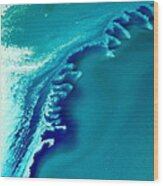 Coastal Surf Blue Abstract Waves By Kredart Wood Print
