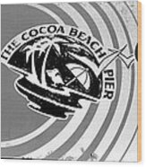 Cocoa Beach Pier Sign #1 Wood Print