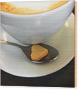 Coffee And Heart Shaped Cookie Wood Print
