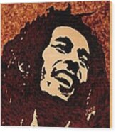 Coffee Painting Bob Marley Wood Print