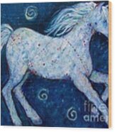 Color Horse Blue Go Running Wood Print