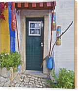 Colorful Door Of Obidos Wood Print