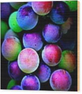 Colorful Grapes - Digital Art Wood Print