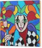 Colorful Jester Wood Print
