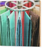 Colorful Silk Sashes On A Rack Wood Print