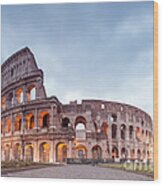 Colosseum At Sunrise Rome Italy Wood Print