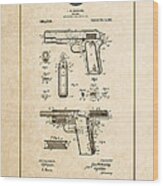 Colt 1911 By John M. Browning - Vintage Patent Document Wood Print