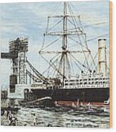 Construction Of Tower Bridge And The Ss Ruahine Wood Print