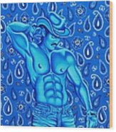 Cool Blue Cowboy Wood Print