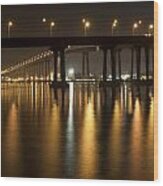 Coronado Bridge At Night Wood Print