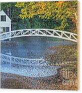 Country Bridge In Autumn Wood Print