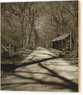 Country Road In Sepia Wood Print