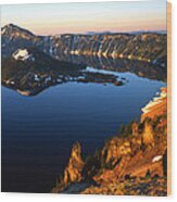 Crater Lake Sunrise Wood Print