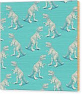 Creative White Painted Dinosaur Pattern Wood Print