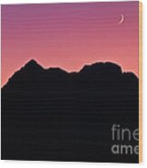 Crescent Moon On The Mountains Wood Print