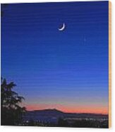 Crescent Moon San Francisco Bay Wood Print