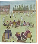 Cricket On The Green, 1987 Watercolour On Paper Wood Print