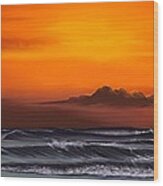 Crimson Sunset Wood Print