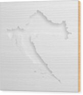 Croatia Map With Embossed Paper Effect On Blank Background Wood Print