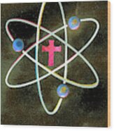 Cross At The Center Of Atom Symbol Wood Print