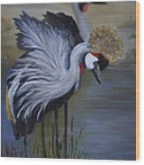Crowned Cranes Wood Print