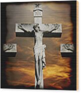 Crucified Wood Print