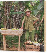 Cuban Man Selling Produce Wood Print