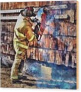Cut Work #firefighter #saw #fire #jifd Wood Print