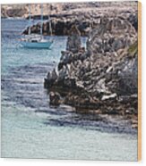 In Cala Pudent Menorca The Cutting Rocks In Contrast With Turquoise Sea Show Us An Awsome Place Wood Print