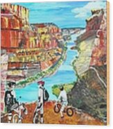 Cyclists In Grand Canyon Wood Print
