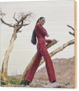 Daliah Lavi Wearing A Beged-or Jumpsuit Wood Print