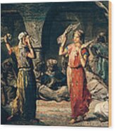 Dance Of The Handkerchiefs, 1849 Oil On Panel Wood Print
