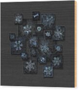Snowflake Collage - Dark Crystals 2012-2014 Wood Print