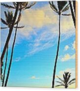 Dawn And Palms Kauia - Hawaii Wood Print
