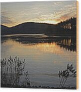 Dawn At The Lake Wood Print