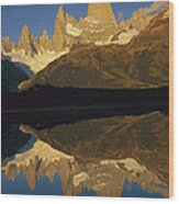 Dawn Fitzroy Massif Reflection Patagonia Wood Print