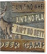 Deer Camp Wood Print