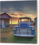 Delta Blue - Old Blue Chevy Truck In The Mississippi Delta Wood Print