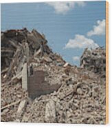 Demolition Of Detroit Housing Towers Wood Print