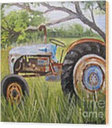 Dena's Blue Tractor Wood Print