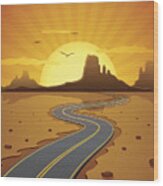 Desert Road Wood Print