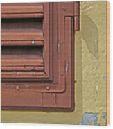 Detail Of A Red Wood Window Shutter In Tuscany Wood Print