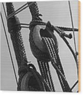 Detail Of The Rigging - Monochrome Wood Print