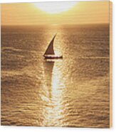 African Dhow At Sunset Wood Print
