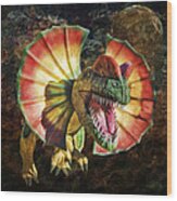 Dilophosaurus Spitting Dinosaur Wood Print