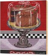 Diner Desserts - Chocolate Cake Wood Print