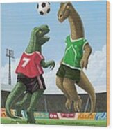 Dinosaur Football Sport Game Wood Print