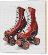 Disco Roller Skates Wood Print