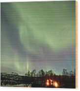 Display Of Northern Lights Of Aurora Wood Print