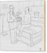 Doctor Offers Patient A Fortune Cookie Wood Print